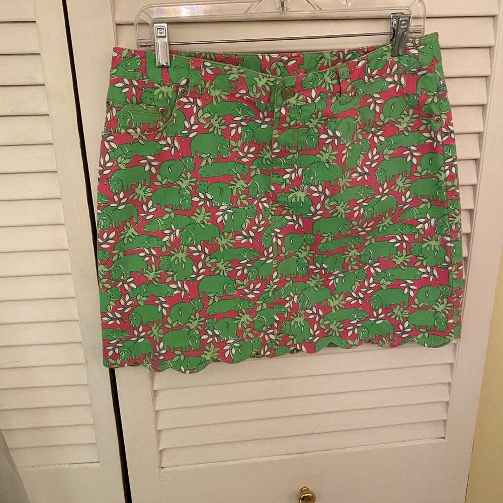 Lily Pulitzer hippo mini skirt beach bums